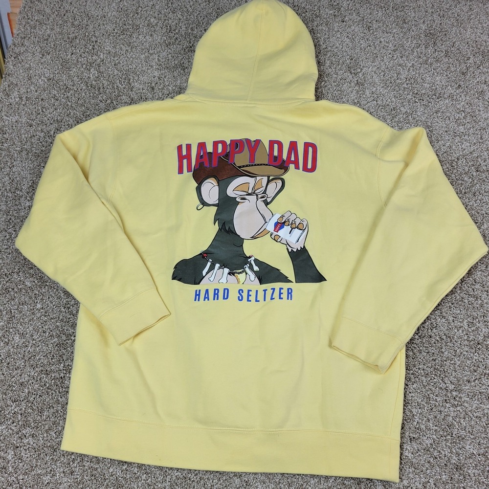 Happy Dad Bored Ape Yacht Club Mens‎ XL Yellow Hoodie Sweatshirt Nelk Full Send
